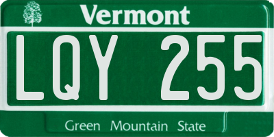 VT license plate LQY255