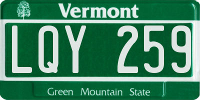 VT license plate LQY259