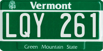 VT license plate LQY261