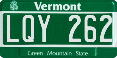 VT license plate LQY262