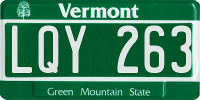 VT license plate LQY263