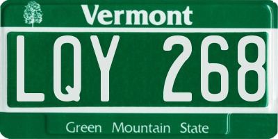 VT license plate LQY268