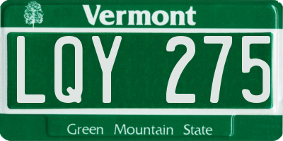 VT license plate LQY275