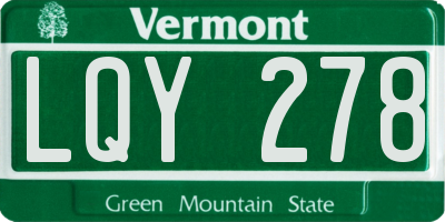VT license plate LQY278
