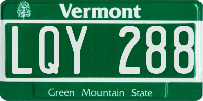VT license plate LQY288