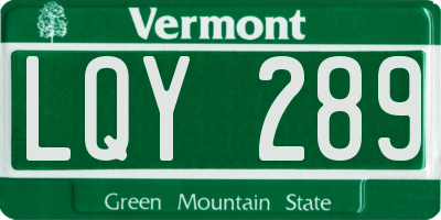 VT license plate LQY289