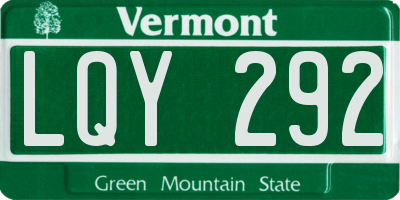 VT license plate LQY292