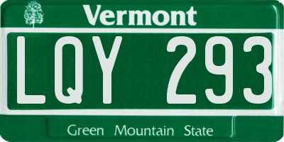 VT license plate LQY293