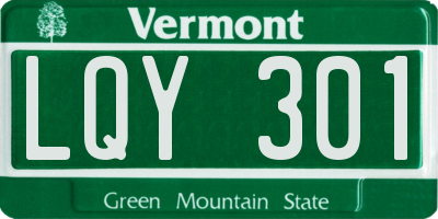 VT license plate LQY301