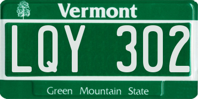 VT license plate LQY302