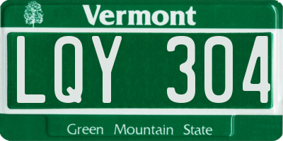VT license plate LQY304