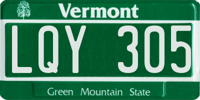 VT license plate LQY305