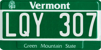 VT license plate LQY307