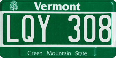 VT license plate LQY308