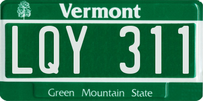 VT license plate LQY311