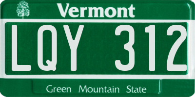 VT license plate LQY312