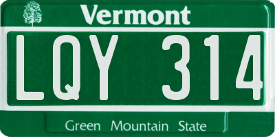 VT license plate LQY314