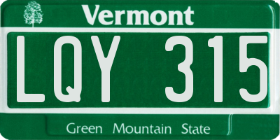 VT license plate LQY315