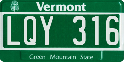VT license plate LQY316