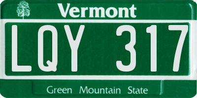 VT license plate LQY317