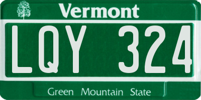 VT license plate LQY324