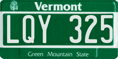 VT license plate LQY325