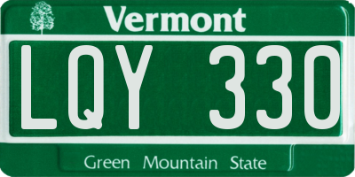 VT license plate LQY330