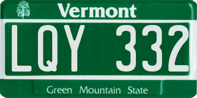VT license plate LQY332