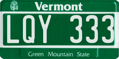 VT license plate LQY333