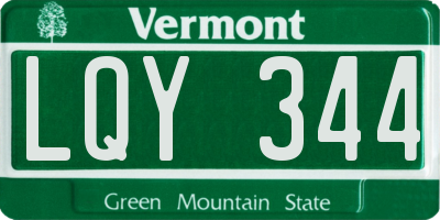 VT license plate LQY344