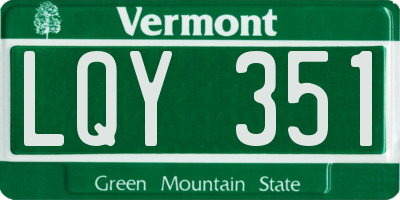 VT license plate LQY351