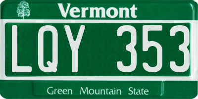 VT license plate LQY353