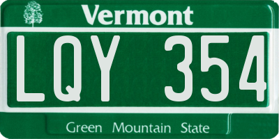 VT license plate LQY354