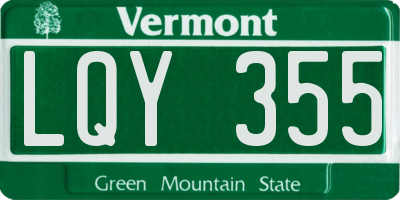 VT license plate LQY355