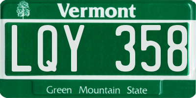 VT license plate LQY358