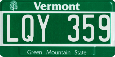 VT license plate LQY359