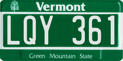 VT license plate LQY361