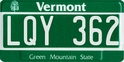 VT license plate LQY362