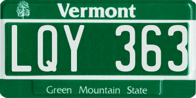 VT license plate LQY363