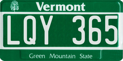 VT license plate LQY365