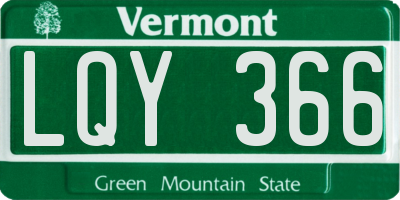 VT license plate LQY366