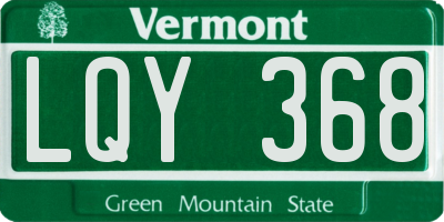 VT license plate LQY368
