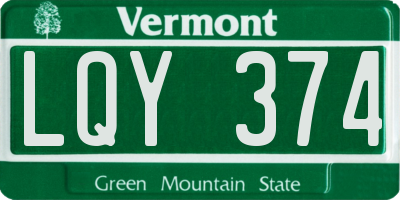 VT license plate LQY374