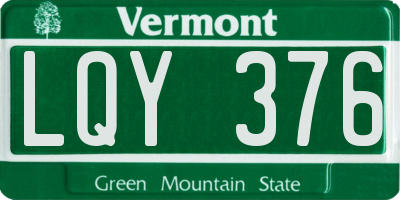 VT license plate LQY376