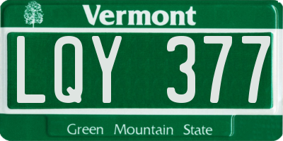 VT license plate LQY377
