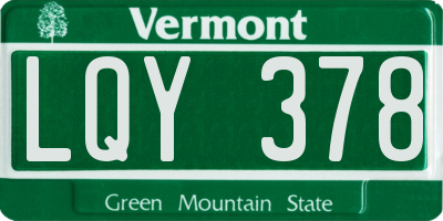 VT license plate LQY378