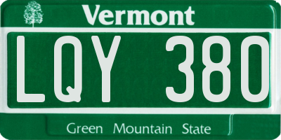 VT license plate LQY380