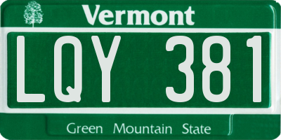 VT license plate LQY381