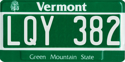 VT license plate LQY382