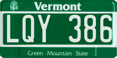 VT license plate LQY386